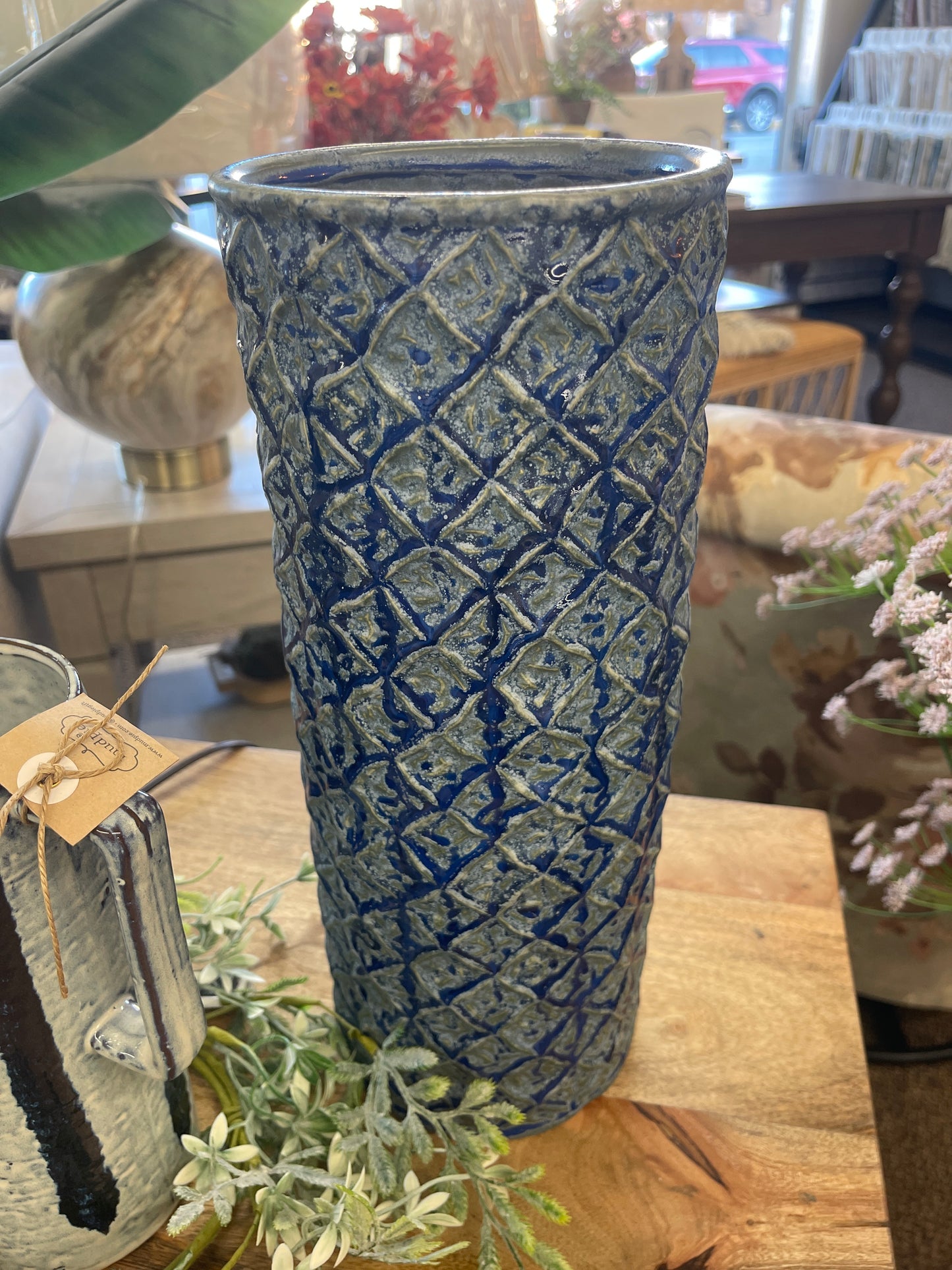 blue diamond vase