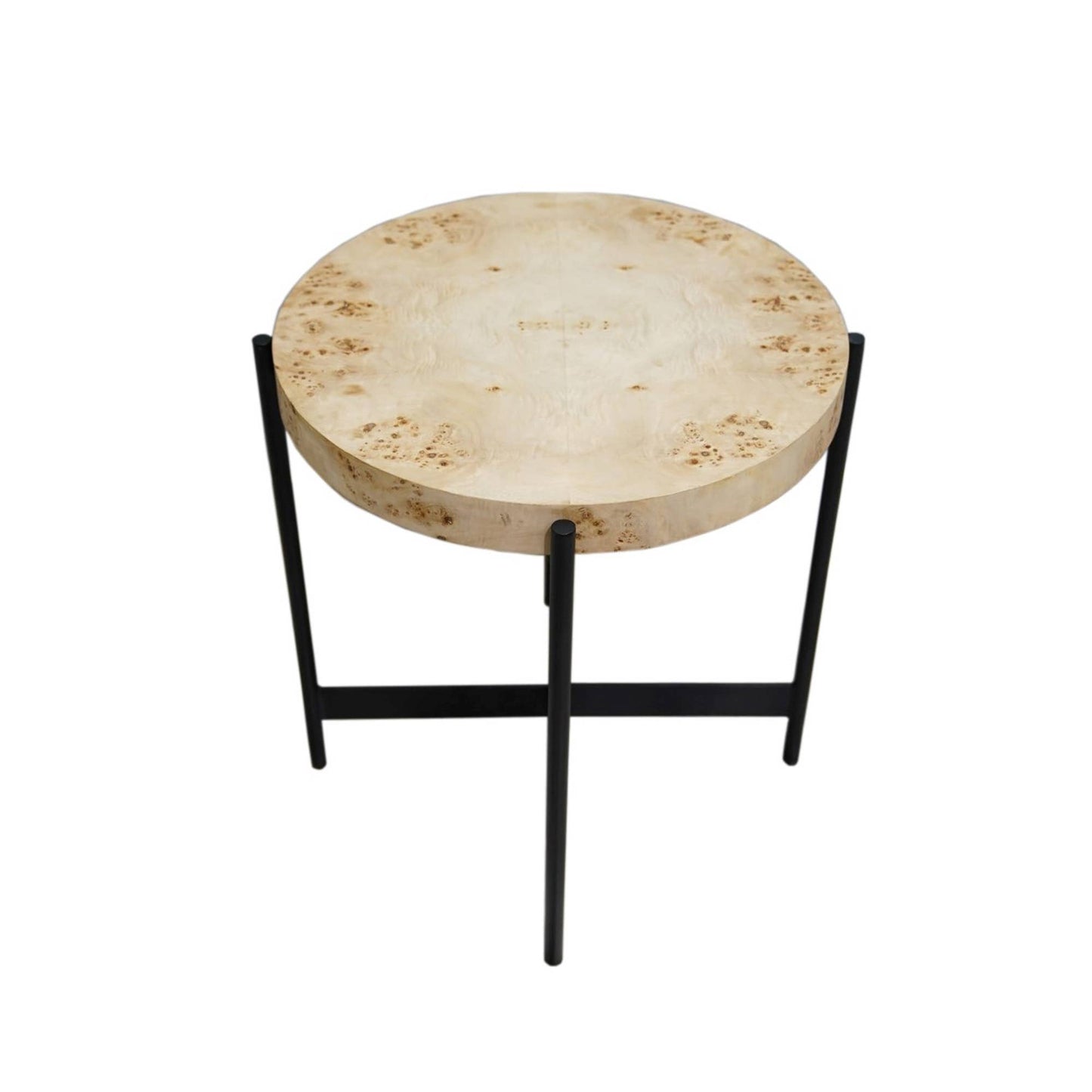 Modern Solid Burl Wood Handmade Round Side Table