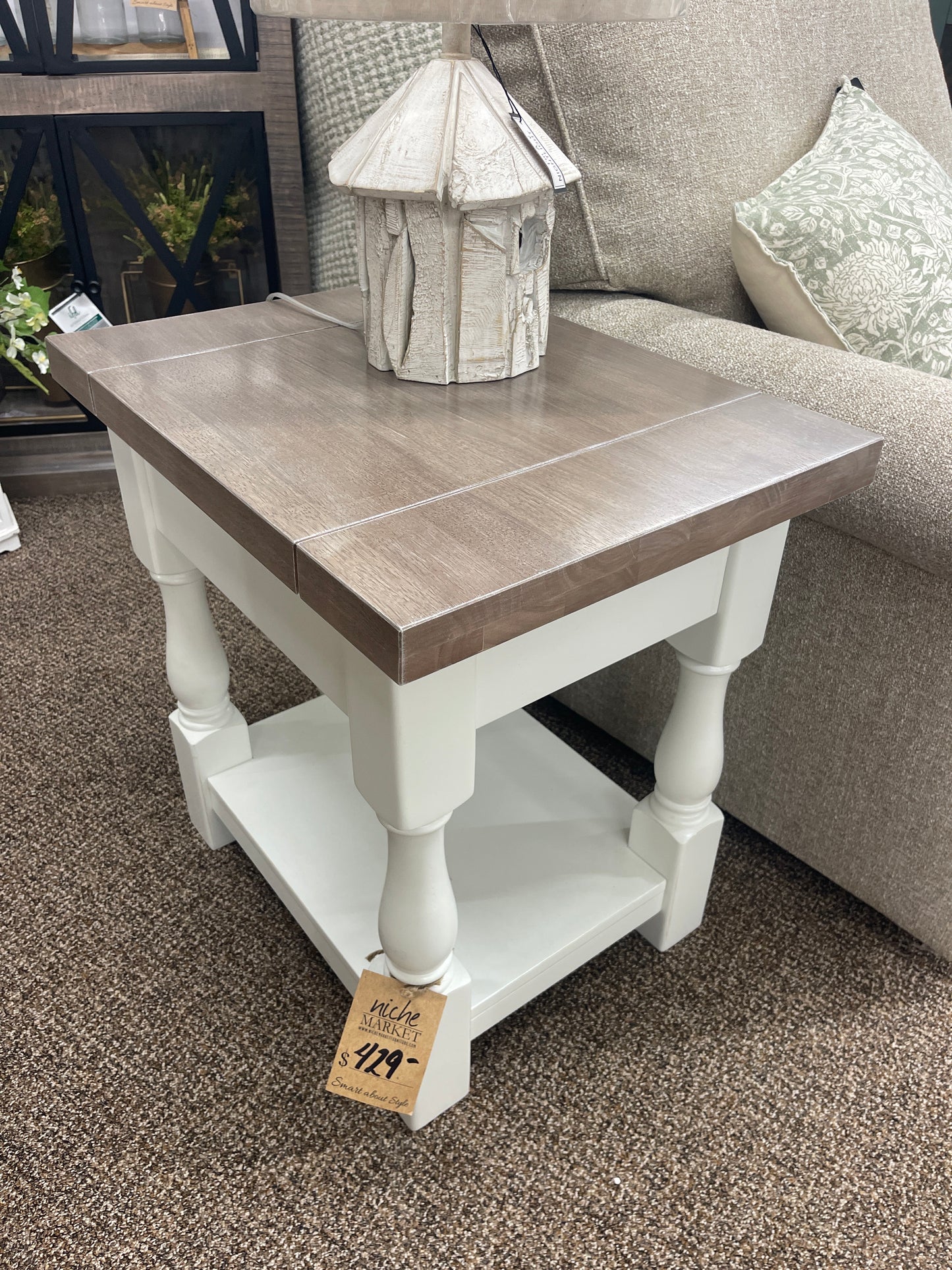 Tuscan Barndoor/Aged Pearl End Table