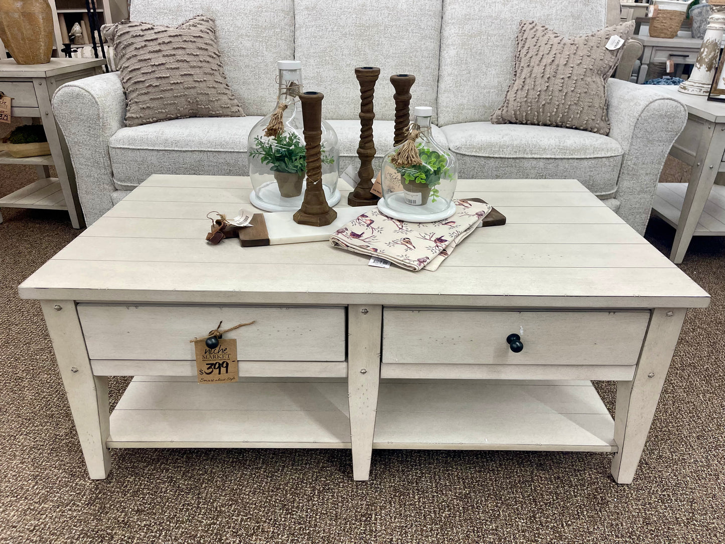 Lake House Weathered White Cocktail Table