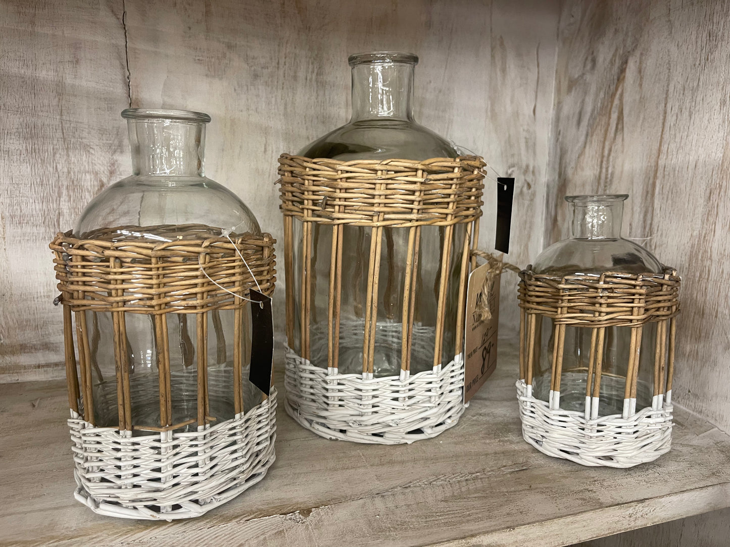 Bottles w/Wicker Sleeve S/3