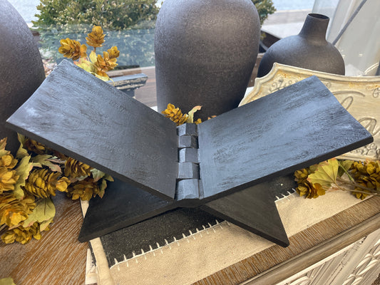 Black wood magazine holder