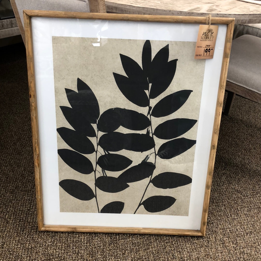 black leaf framed print