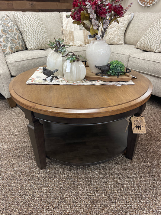 Vista Round Coffee Table Hickory/Coal