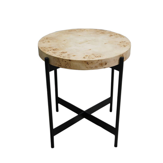 Modern Solid Burl Wood Handmade Round Side Table