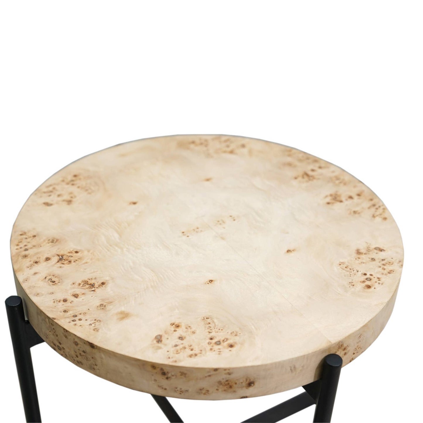 Modern Solid Burl Wood Handmade Round Side Table