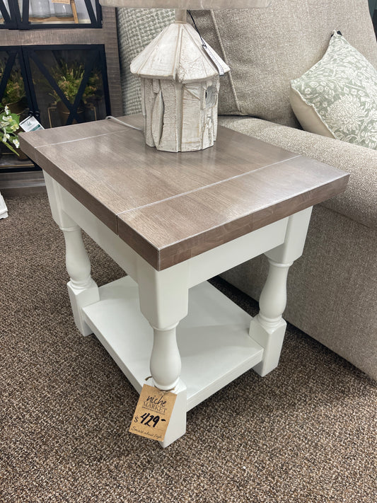 Tuscan Barndoor/Aged Pearl End Table