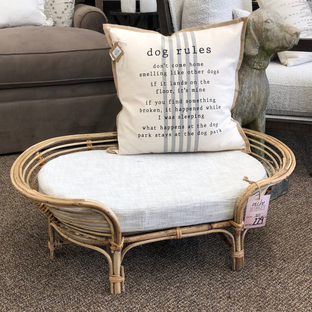 cane dog bed with cushion