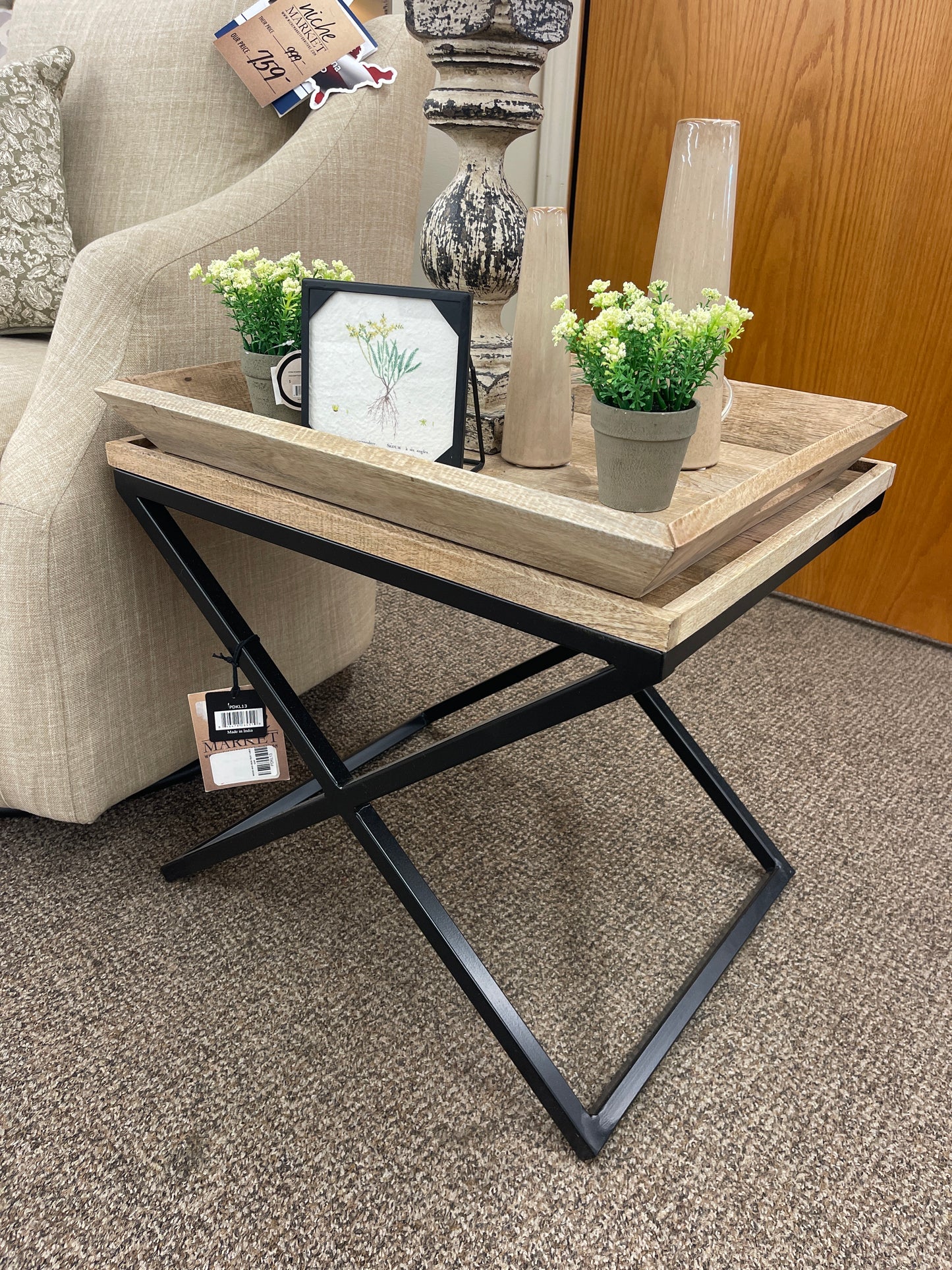 Wood and Iron Tray Table