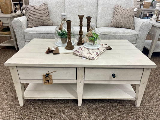 Lake House Weathered White Cocktail Table