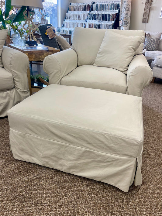 Sutton Sand Slip Cover Ottoman