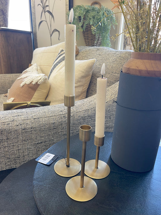Antique Brass Candle Holder s/3
