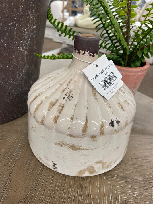 Ceramic Aged Ivory Vase