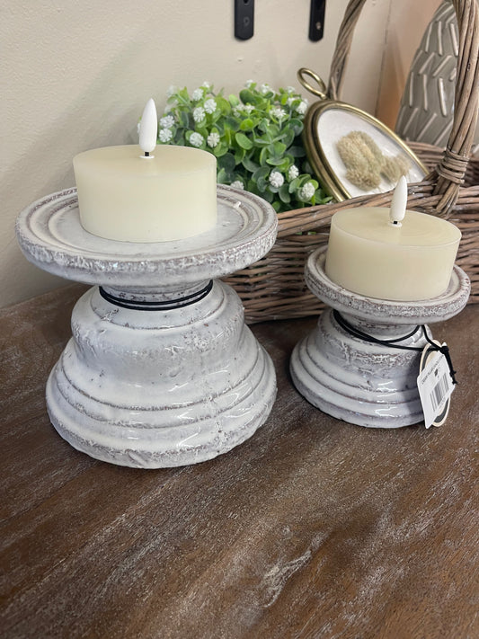 CREAM PILLAR CANDLE STAND 5"
