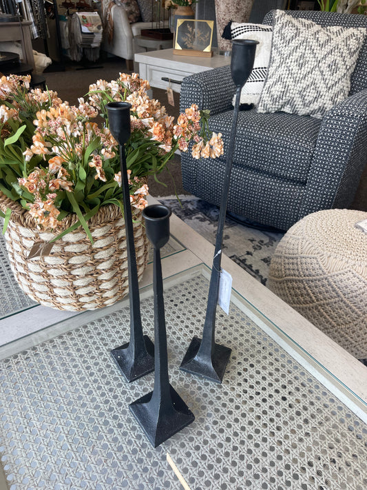 FORGED BLACK TAPER CANDLESTICKS SET/3
