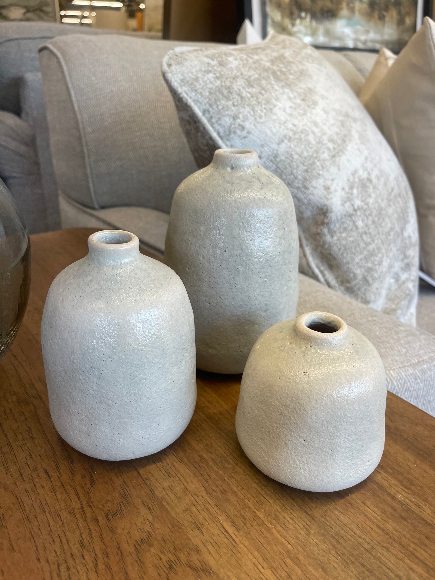 grey sand terracatta vase set/3