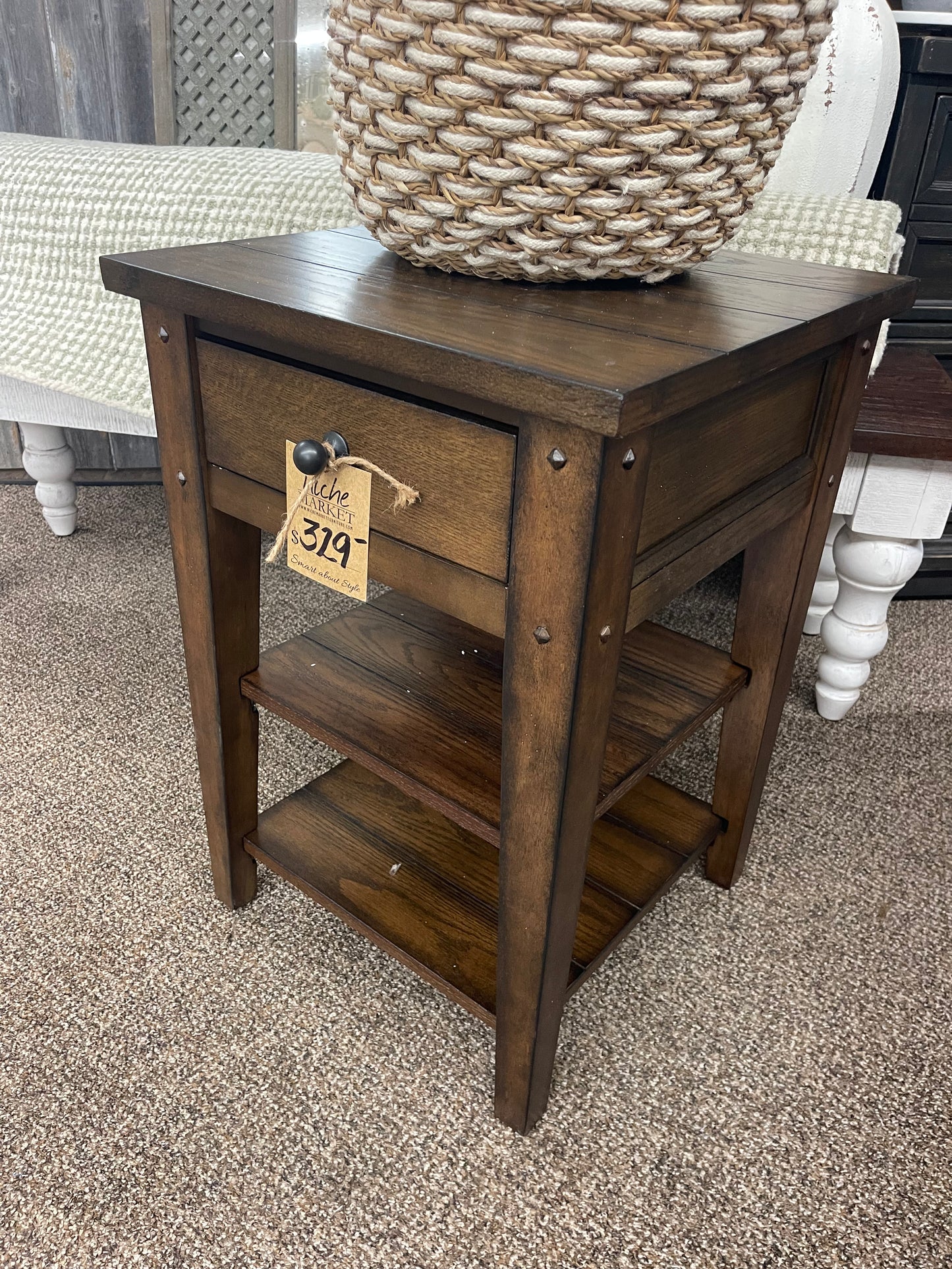 Lake House Oak Chair Side Table