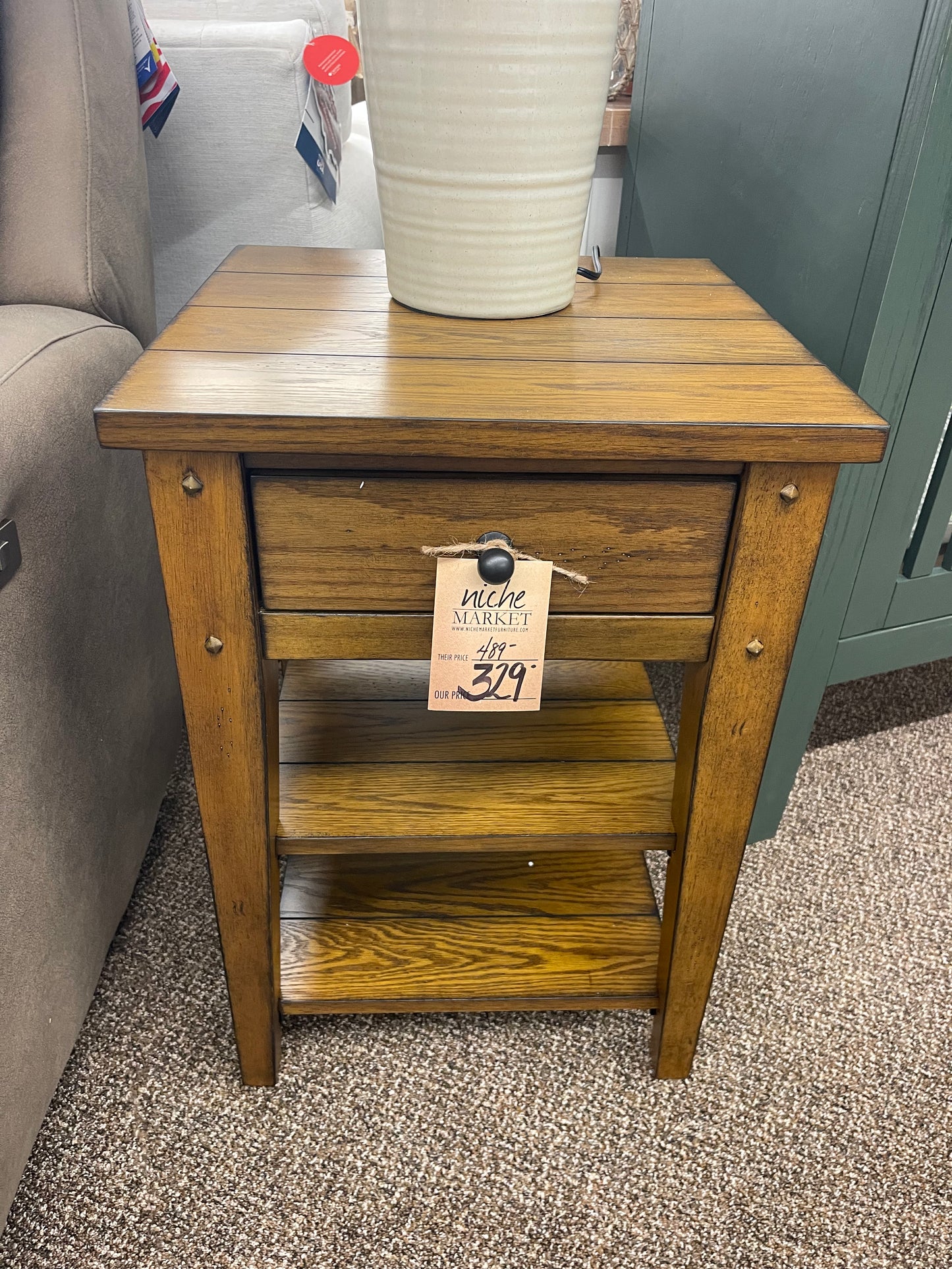 Lake House Oak Chair Side Table