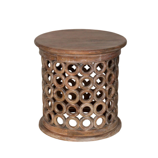 Farmhouse Geometric Wood Handmade Side Table