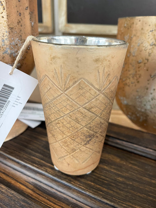 Antique Copper Etched Vase