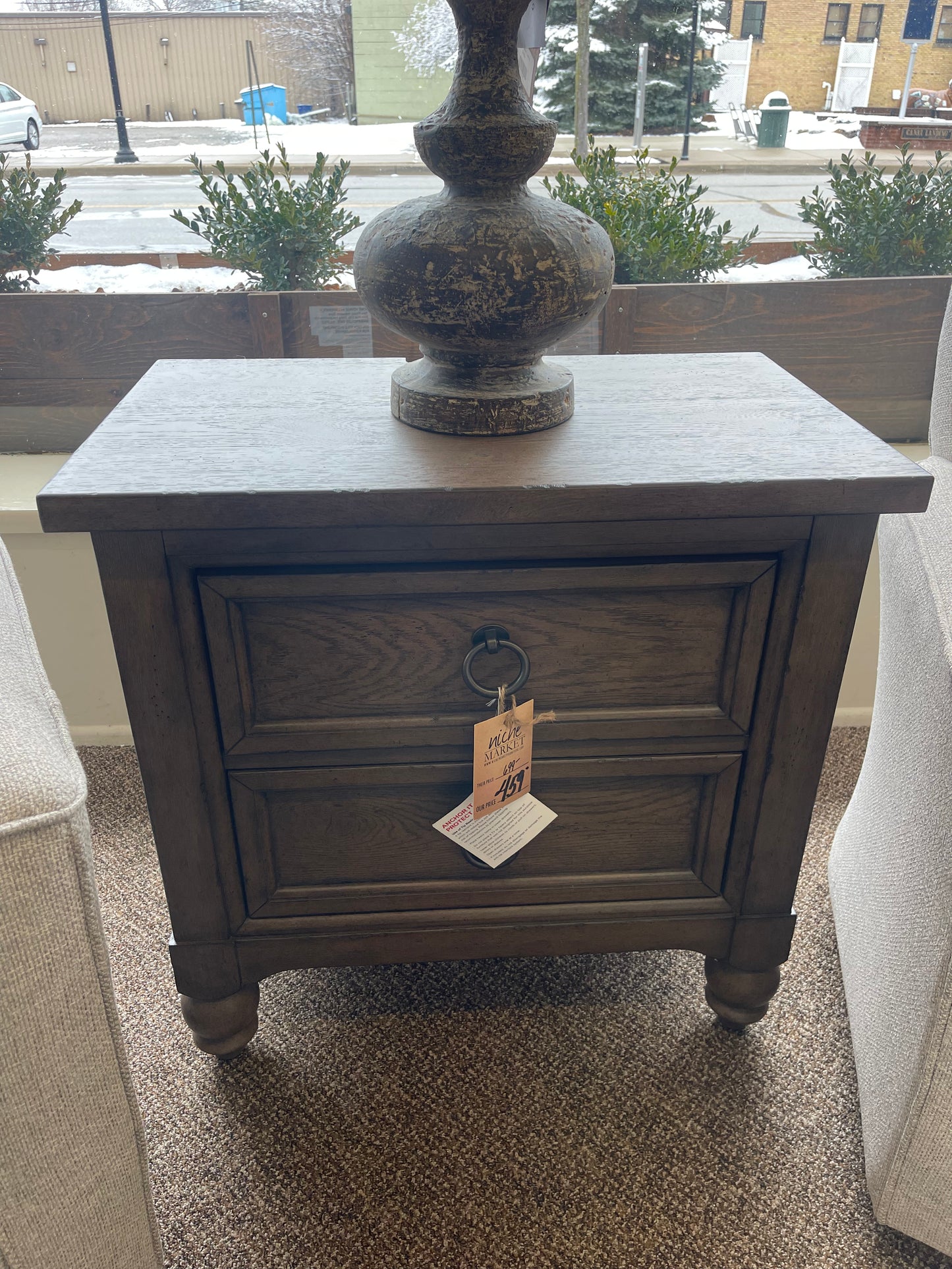 american farmhouse 2dr night stand w/charging station