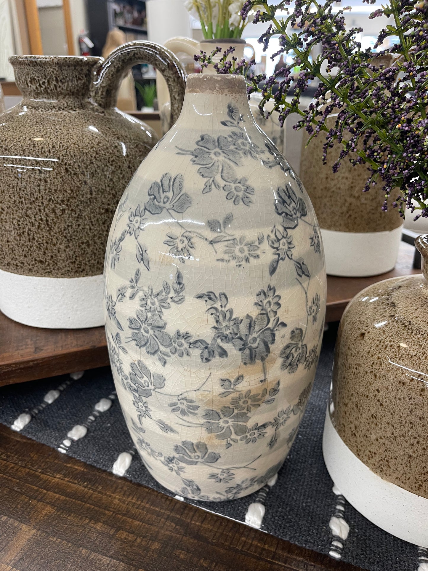 Gray Floral Vase 7"