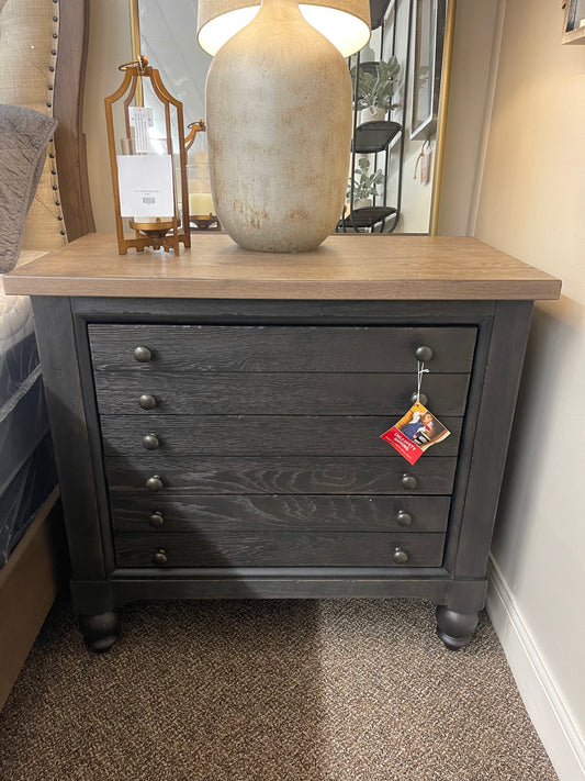 american farmhouse black bedside chest w/charging station